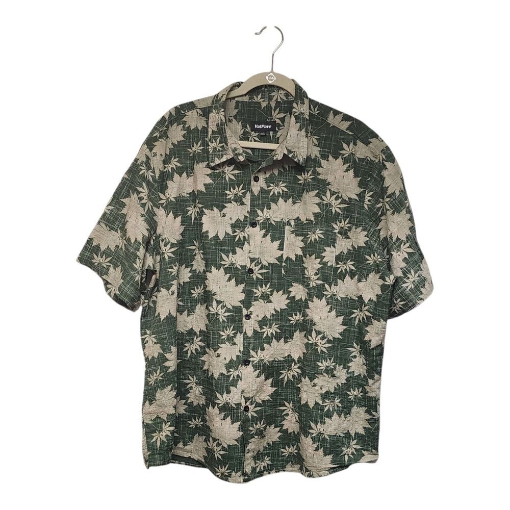 MEN'S VATPAVE SHORT SLEEVE FLORAL GREEN SHIRT SIZE XXL